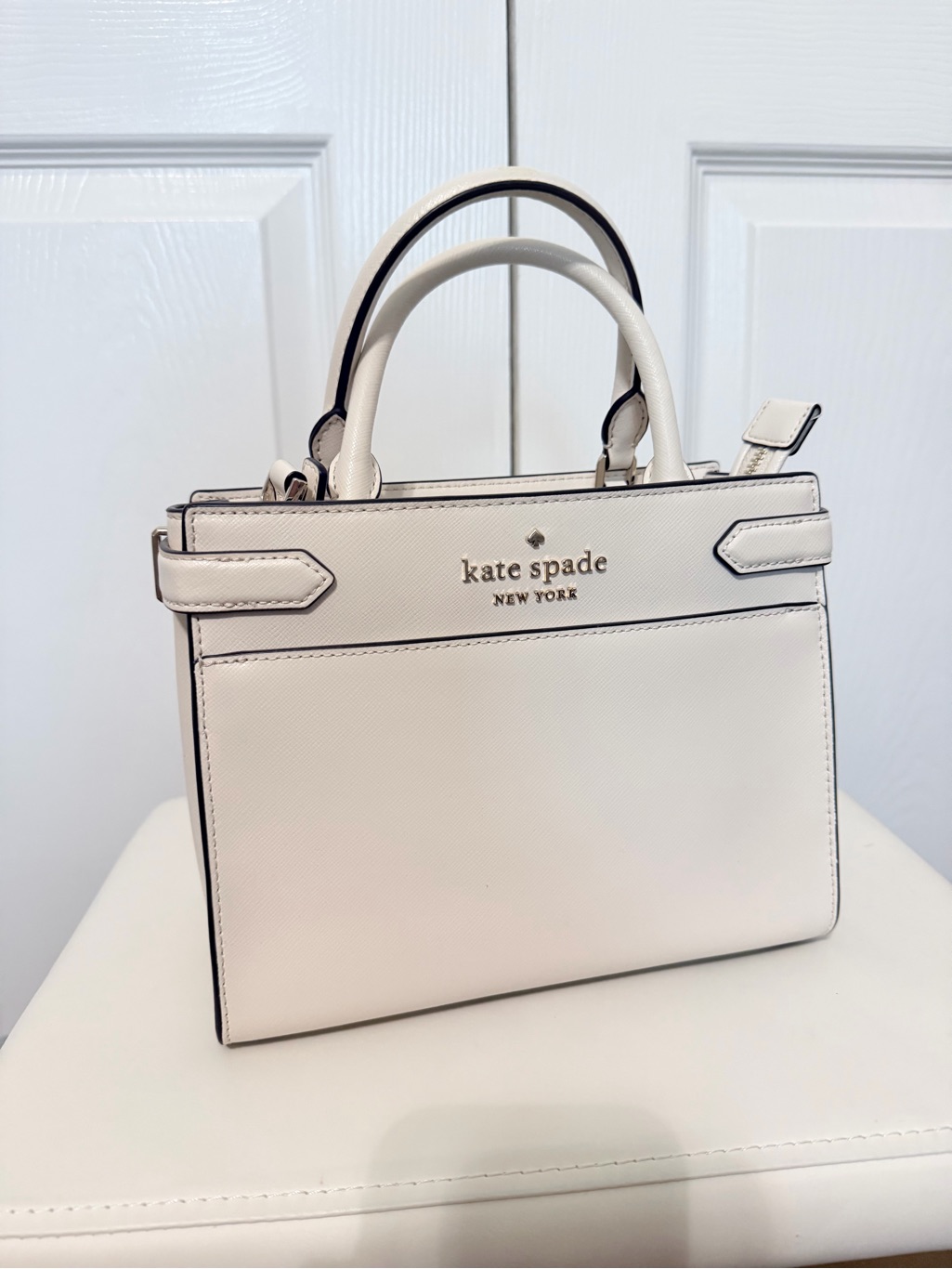 Kate Spade Cream Leather Structured Satchel